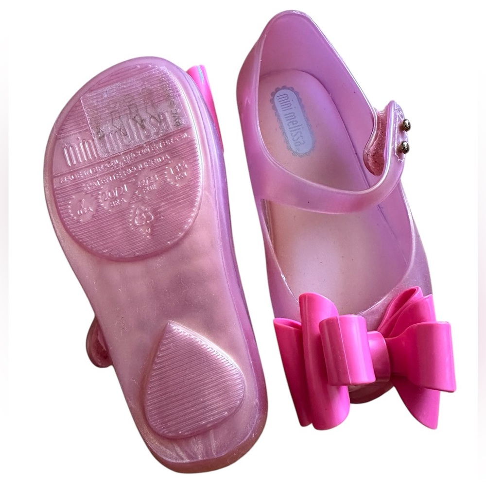 NEW. Mini Melissa Girl's Ultragirl Sweet III Big Bow Jelly Shoes, Size 7 - Picture 3 of 4